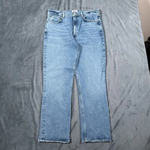 Pantalones de mezclilla Agolde para mujer talla 31 azul tiro alto tubo de estufa 32x28 lavado claro A9096 - Imagen 1 de 16