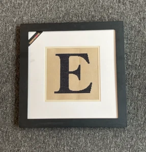 FRAMED COMPLETED CROSS STITCH: LETTER E : 40 X 40cm - Picture 1 of 1