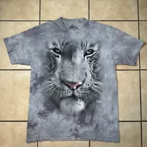 The Mountain White Tiger Face Size Tie Dye Grey Graphic Tee Men’s XL Nature - Picture 1 of 6