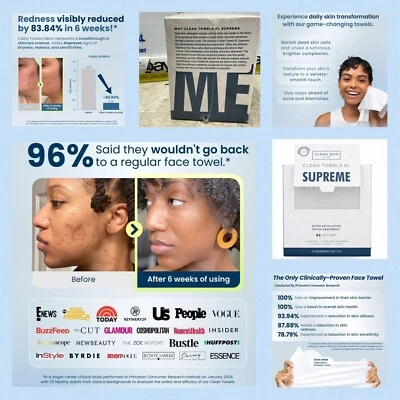 SUPREME Exfoliating Disposable Face Towels 50 Ct Biobased Fabric Makeup REMOVER - Image 1 of 4