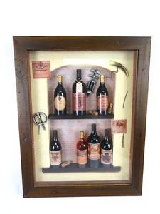 Vintage Art Miniature Wine Bottles 3D Shadow Box Wine Art Nice Four Women Cave - Picture 1 of 4