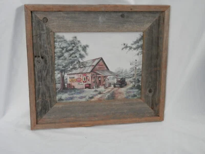 Coca Cola Mike's Garage Print Picture in 15" x  13" wood frame - Image 1 of 4