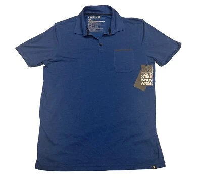 Hurley Boys Youth Medium Blue Polo Shirt NWT, $40 MSRP  - Image 1 of 4