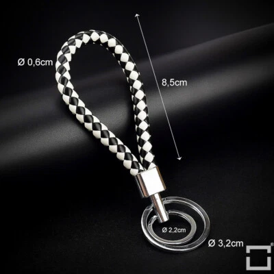CAROCASE Schlüsselanhänger Lederband für alle Auto Schlüssel Anhänger, schwarz/weiss