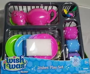 Juego de escurridor de platos de cocina para niños tetera tazas utensilios esponja 16 piezas 3+ - Imagen 1 de 7