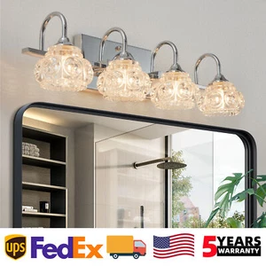 23'' Vanity 4 Light Crystal Shade Nickel for Bathroom Mirror Wall Lamp Fixture - Picture 1 of 8