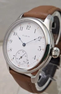 Elgin Vintage 6s Pocket Marriage Watch Conversion 40mm SS Wrist Watch Year 1912 - Picture 1 of 11