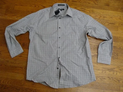 Nueva Camisa de Vestir Protocol Gris a Cuadros Calce Clásico Talla 16 1/2 X 34-35 Foto 1 de 3