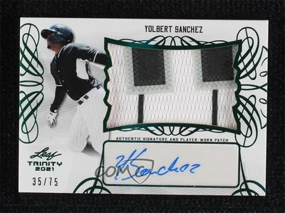 2021 Leaf Trinity Patch Auto Green /75 Yolbert Sanchez #PA-YS1 Patch Auto - Image 1 of 2
