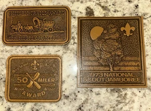 Vintage Boy Scout Leather Award & Jamboree Patches - Lot Of 3 - Picture 1 of 5