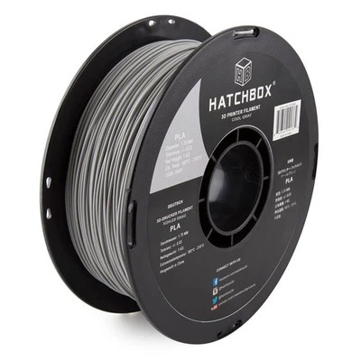 Filamento para impresora 3D HATCHBOX PLA 1,75 mm en gris, carrete de 1 kg Foto 1 de 4