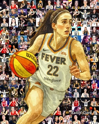 Кейтлин Кларк фото мозаика печати 50 различных изображений Кейтлин настенное искусство декор - Изображение 1 из 4