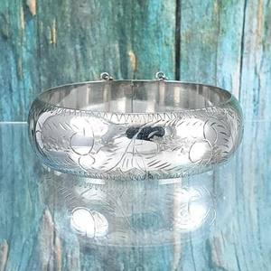 Schöner Vintage Armreif Sterlingsilber breit handgraviert. 925 - Bild 1 von 10