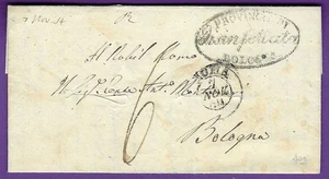 1834 FLS, ROMA - BOLONIA Cólera Fumigado, "DISINFETTATA - PROVINCIA DI BOLOGNA" - Imagen 1 de 3