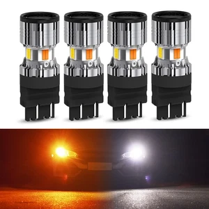 White/Amber 3157 LED DRL Switchback Turn Signal Parking Light Bulbs Dual Color - Picture 1 of 12