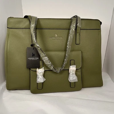 London Fog NWT Sophia Pebble Tote Bag Olive Green Shoulder Purse 100th Anniver - Image 1 of 4