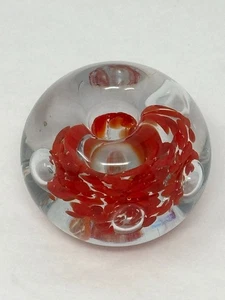 Vintage Hand Blown Glass Paperweight or Pen Holder- Red and White - Picture 1 of 5