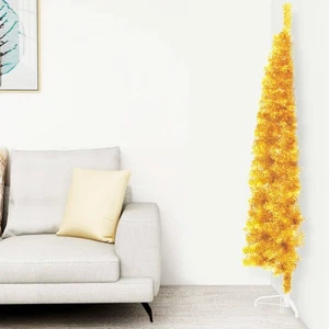 Künstlicher Halb-Weihnachtsbaum Mit Ständer Schlank Gold 180 Cm Wand Anstellen - Bild 1 von 9