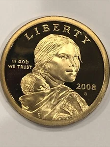 2008 S SACAGAWEA  PROOF DOLLAR COIN  **DIRECT FROM SET * GUARANTEED GEM  - Picture 1 of 2