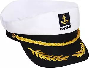 Captain Hat Sailor Skipper Cap Marines Style Costume Accessory Adjustable Yacht - Picture 1 of 12