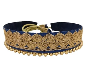 Blue Embroidered Fabric Waist Belt For Women Party Wear Outfits - Picture 1 of 6