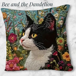 Kissenbezug Smoking Katze schwarz-weiß 45 cm x 45 cm ~ NICHT BESTICKT - Bild 1 von 6