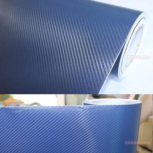 Útil Azul Oscuro - Automóvil Textura 3D Fibra de Carbono Tira Vinilo Envolvente Película Pegatina AB - Imagen 1 de 8