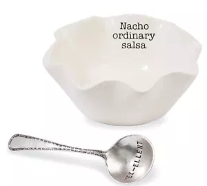 NWT Mud Pie Nacho Ordinary Salsa Dip Set Ceramic Mex-cellent Serving Spoon - Picture 1 of 4