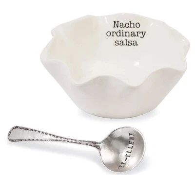 NWT Mud Pie Nacho Ordinary Salsa Dip Set Ceramic Mex-cellent Serving Spoon - Image 1 of 4