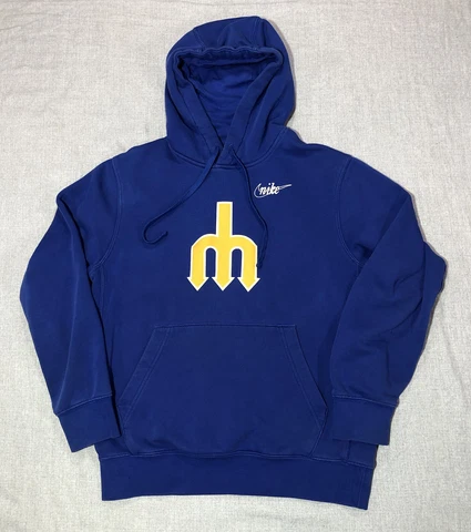 Nike Seattle Mariners Hoodie Men's Small Pullover Royal Blue Trident MLB Cover
