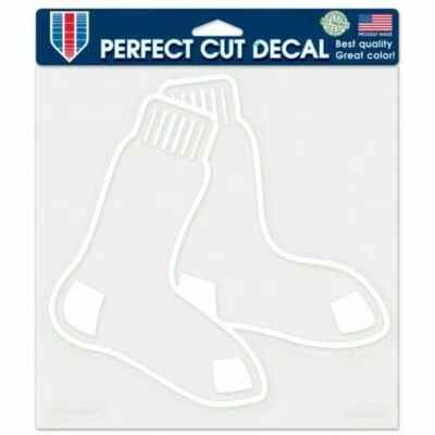 Set of 2-MLB Boston Red Logo 8"x 8" White Die-Cut Auto Decals Sticker -NEW- - Image 1 of 2