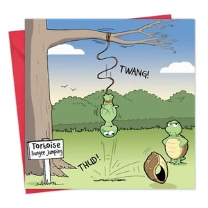 Funny Card - Tartaruga Bungee - Biglietto vuoto per ogni occasione - Biglietto compleanno divertente - Foto 1 di 6