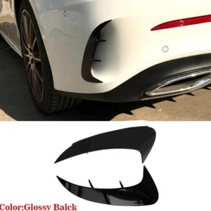 2xABS Glossy Black Rear Bumper Fins Canards Splitters Trim for Benz A-Class W177 - Picture 1 of 9