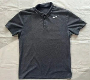 NIKE GOLF Shirt Men's Size M Dri-Fit Gray Short Sleeve Polo w/ White Logo Poly - Picture 1 of 17