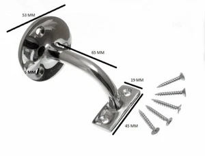 Stair hand rail bracket chrome plated brass 2 1/2 inch & screws Qty. pack of 6 - Picture 1 of 1