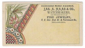 Uhrmacher & Feinschmuck Handelskarte Jas. A. Haas & Co. Philadelphia, PA A2 - Bild 1 von 2