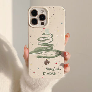 Housse ruban coloré arbre de Noël pour iPhone 15 14 13 12 11 Pro Max Plus