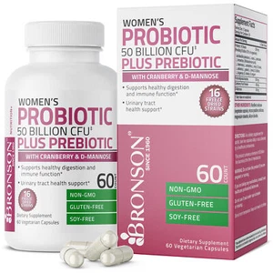 Women's Probiotic 50 Billion CFU Plus Prebiotic Digestive 60 Vegetarian Capsules - Picture 1 of 4