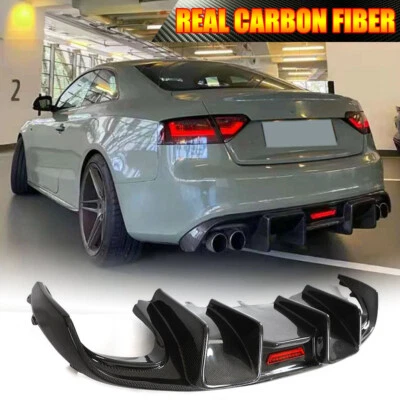 REAL CARBON Rear Bumper Diffuser W/Led BODYKIT For AUDI S5 B8 A5 S-LINE 2009-11 - Image 1 of 4