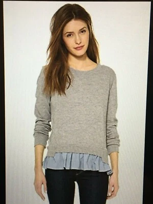 Pristine Shopbop Clu gray sweatshirt with blue ruffle bottom S - Image 1 of 4