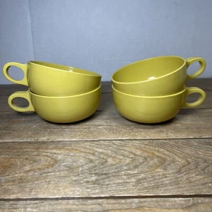Vintage Prolon Melmac Florence Set Of 4 Teacups Coffee Cups Harvest Gold Made US - Picture 1 of 19