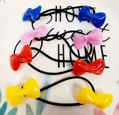 Blue yellow ELASTIC PONYTAIL HOLDER JUMBO BEADS GIRL HAIR SCRUNCHIE KNOCKER BAL - Image 1 of 4