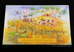 2004 Baby proof coin set with coloured holographic $1 and Flat A/small head 50¢. - Picture 1 of 11