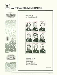 # 264 22c Presidentes de los Estados Unidos II # 2217 1986 USPS PANEL DE SELLOS CONMEMORATIVOS - Imagen 1 de 2