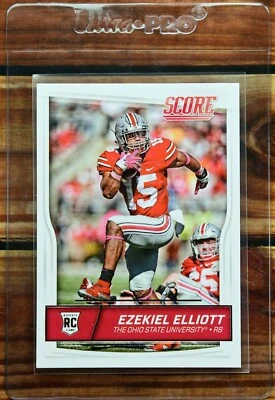 2016 Score Ezekiel Elliott Rookie Football Card. NFL. #344. Ohio State. Cowboys. - Image 1 of 2
