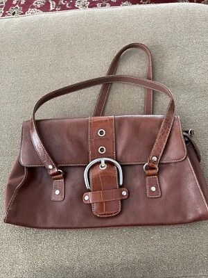 Franco Sarto Brown Leather Handbag Purse Shoulder Bag (TD) - Image 1 of 4