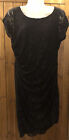 Savoir Black Lace Dress Stretch Ruched Size 14 Beautiful Sexy