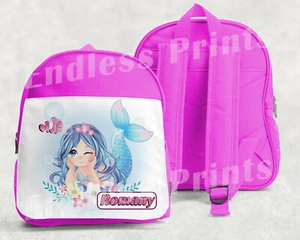 Personalised Mermaid Backpack Pink School Bag Kids Backpack Childrens bag (2) - Picture 1 of 5