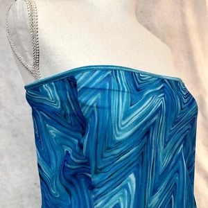 Pretty Turquoise Blue Wrapper Strapless Body Hugging Dress Skirt Size SM @ #26 - Picture 1 of 5