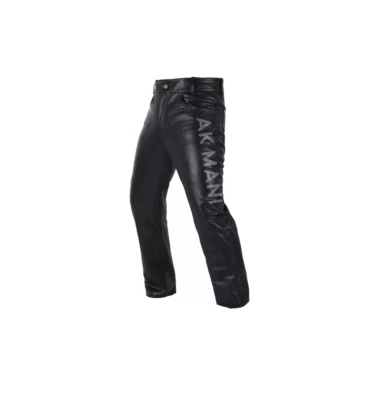 Men's Leather Trouser Pants '501 JEANS STYLE' Black Cowhide Classic Biker Pants - Image 1 of 4